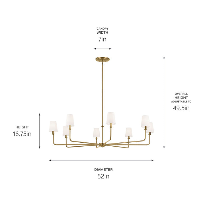 Kichler Canada - 52521BNB - Eight Light Chandelier - Pallas - Brushed Natural Brass