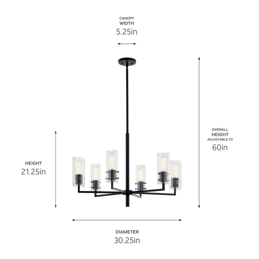 Kichler Canada - 52679BK - Six Light Chandelier - Velestino - Black