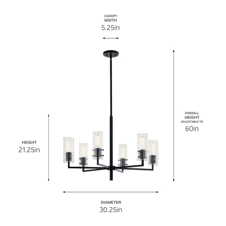 Kichler Canada - 52679BK - Six Light Chandelier - Velestino - Black