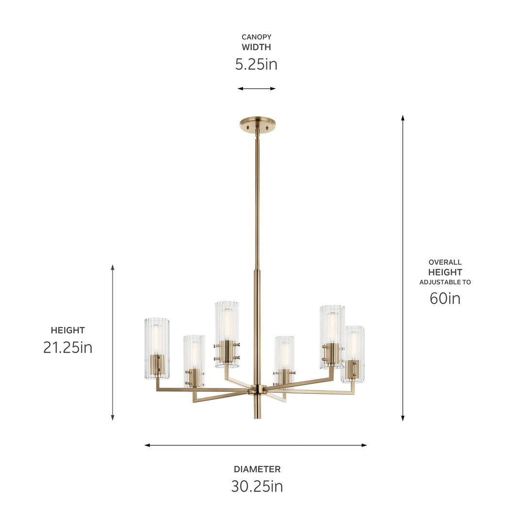 Kichler Canada - 52679CPZ - Six Light Chandelier - Velestino - Champagne Bronze