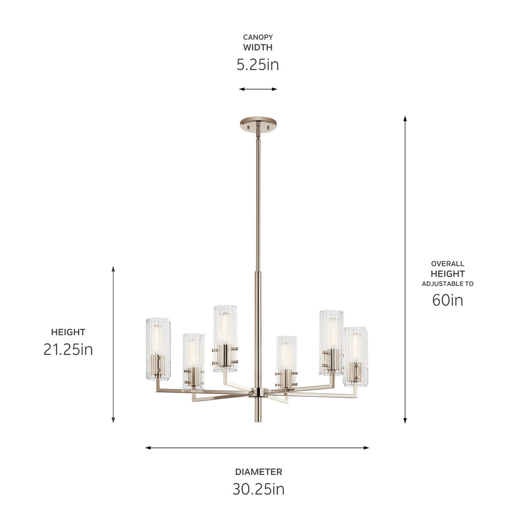 Kichler Canada - 52679PN - Six Light Chandelier - Velestino - Polished Nickel