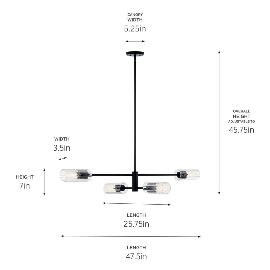 Kichler Canada - 52681BK - Four Light Linear Chandelier - Velestino - Black