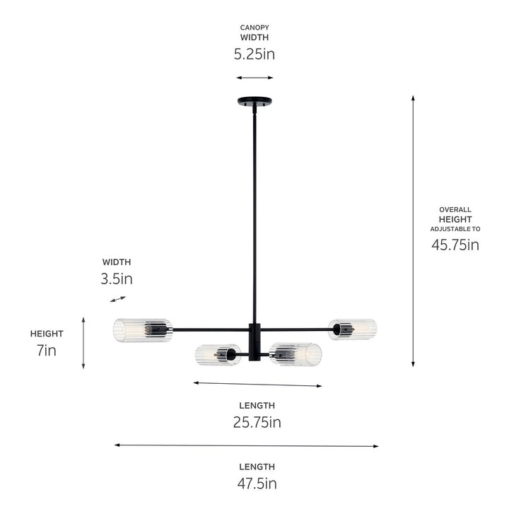 Kichler Canada - 52681BK - Four Light Linear Chandelier - Velestino - Black