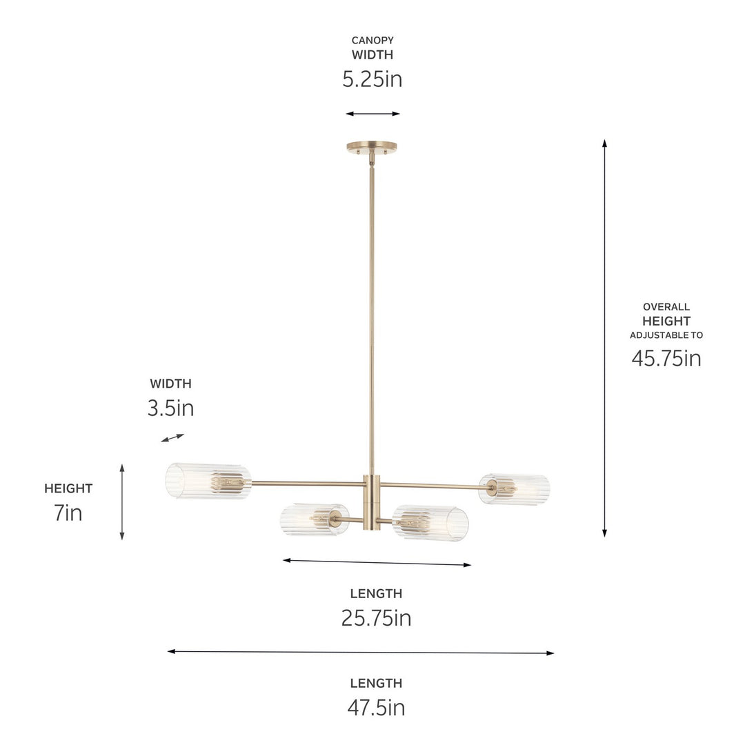 Kichler Canada - 52681CPZ - Four Light Linear Chandelier - Velestino - Champagne Bronze