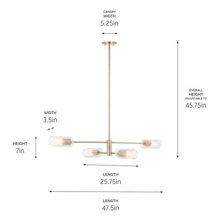 Kichler Canada - 52681CPZ - Four Light Linear Chandelier - Velestino - Champagne Bronze