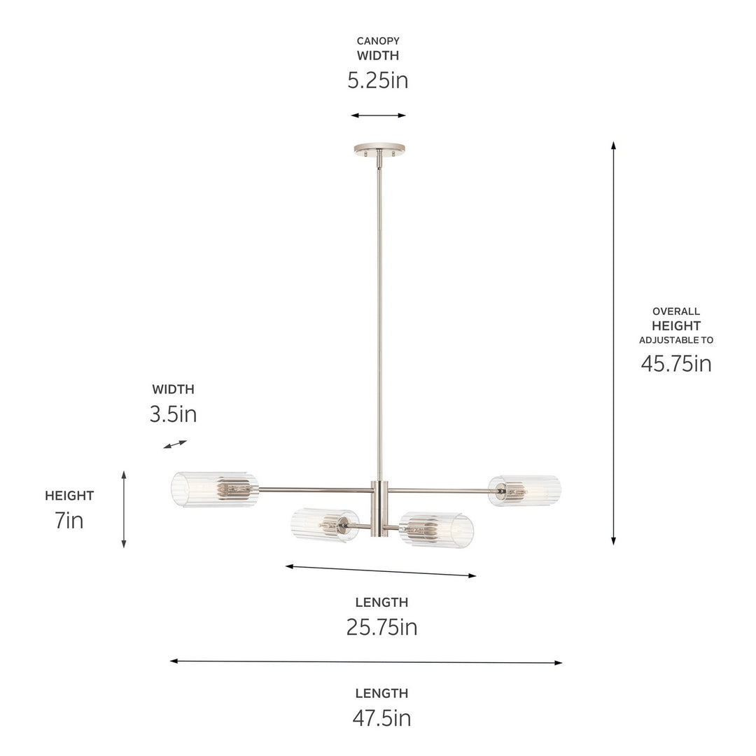 Kichler Canada - 52681PN - Four Light Linear Chandelier - Velestino - Polished Nickel