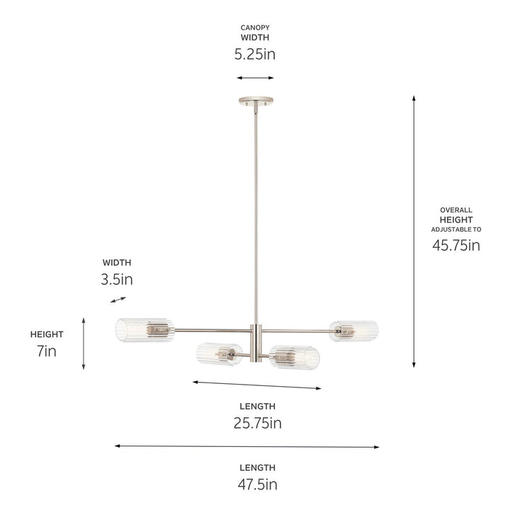 Kichler Canada - 52681PN - Four Light Linear Chandelier - Velestino - Polished Nickel