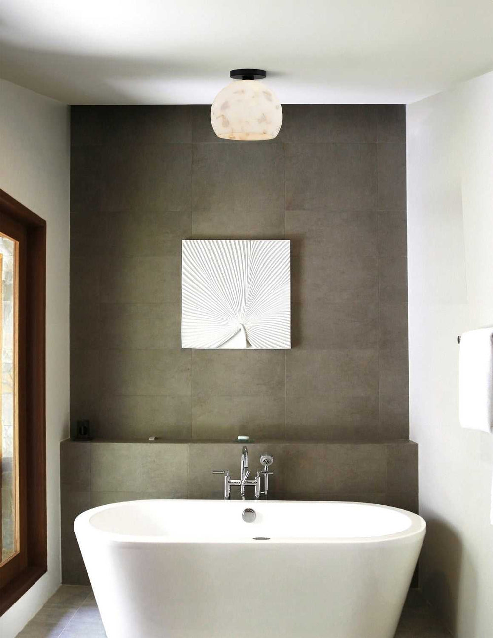 Alabaster Rocks! One Light Semi-Flush Mount in Matte Black Justice Designs