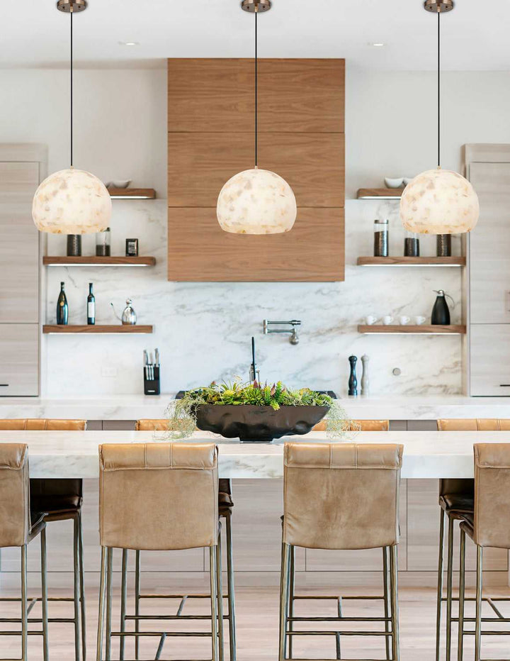 Alabaster Rocks! One Light Pendant in Brushed Brass Justice Designs