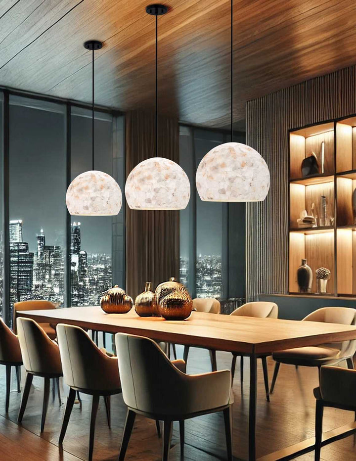 Alabaster Rocks! One Light Pendant in Matte Black Justice Designs