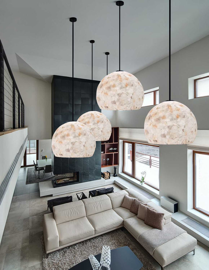 Alabaster Rocks! One Light Pendant in Matte Black Justice Designs