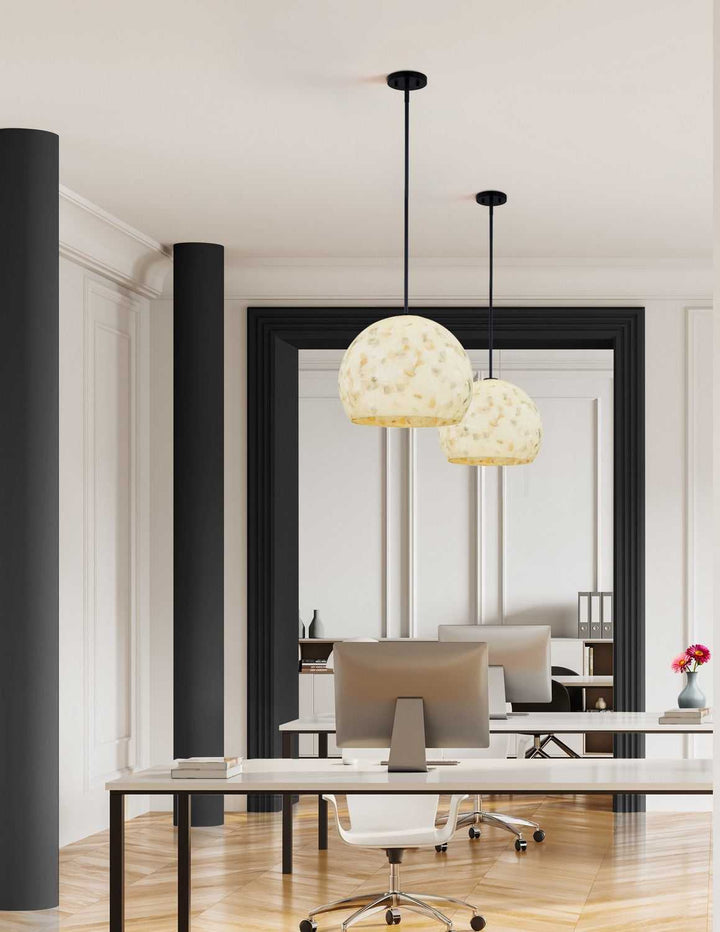 Alabaster Rocks! One Light Pendant in Matte Black Justice Designs