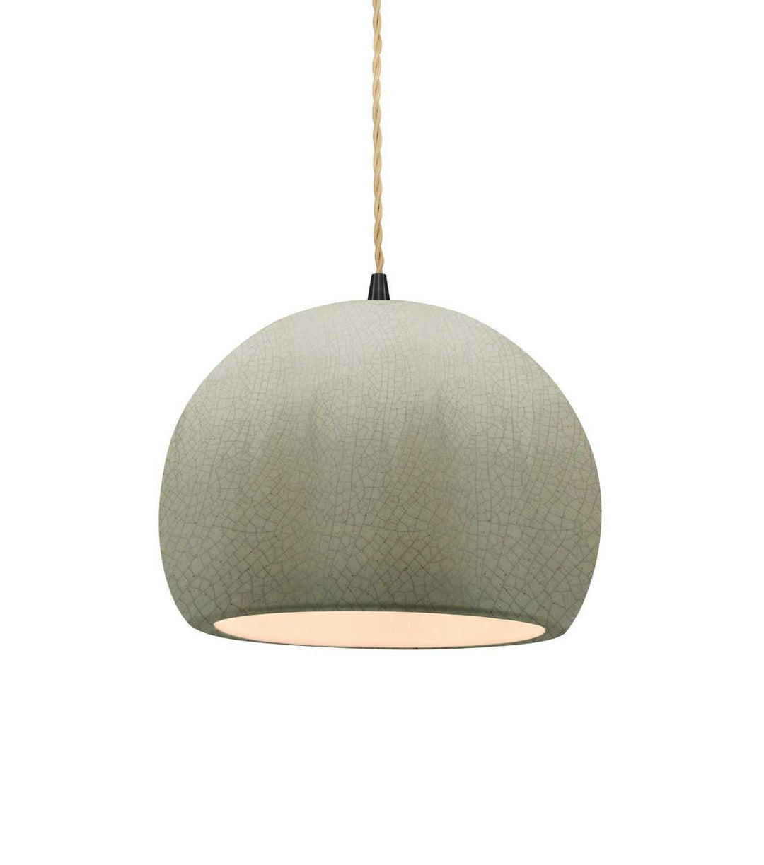 Radiance One Light Pendant in Celadon Green Crackle Justice Designs
