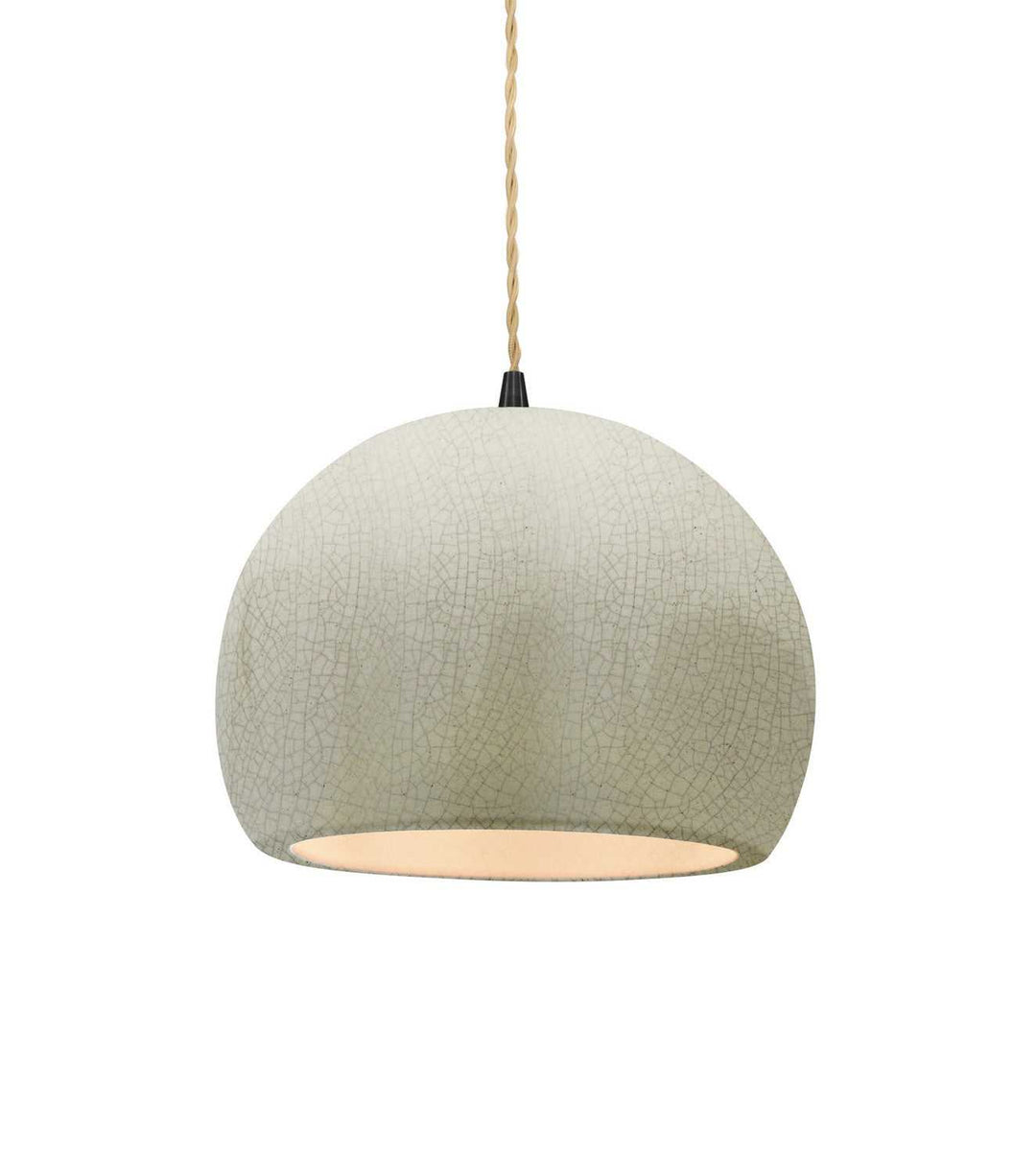 Radiance One Light Pendant in White Crackle Justice Designs