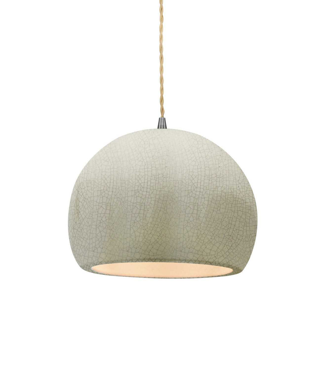 Radiance One Light Pendant in White Crackle Justice Designs