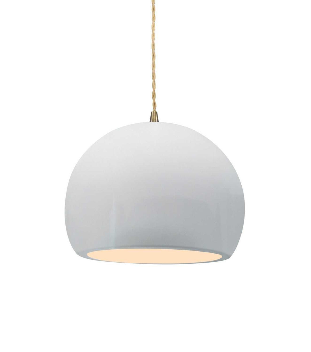 Radiance One Light Pendant in Gloss White Justice Designs