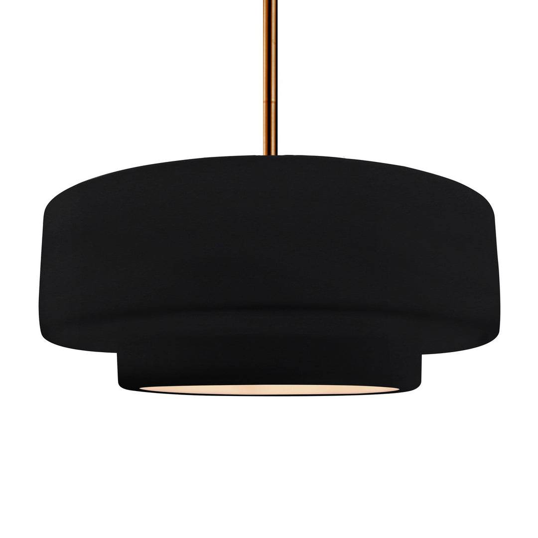 Justice Designs - CER-6545-BKMT-BRSS-RIGID - One Light Pendant - Radiance - Gloss Black w/ Matte White