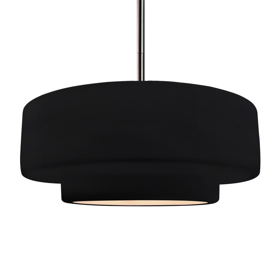 Justice Designs - CER-6545-BKMT-NCKL-RIGID - One Light Pendant - Radiance - Gloss Black w/ Matte White