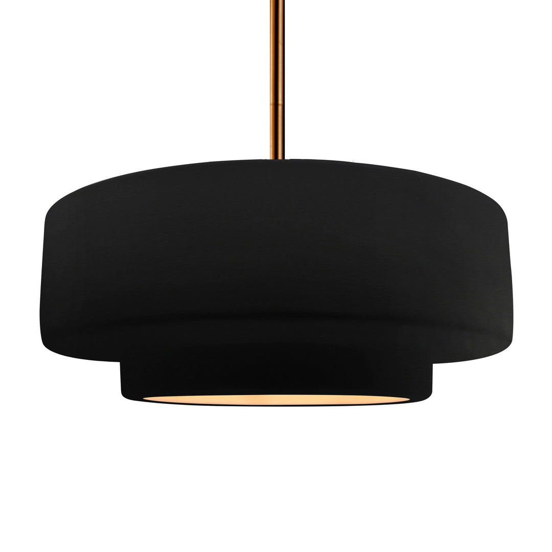 Justice Designs - CER-6545-CBGD-BRSS-RIGID - One Light Pendant - Radiance - Carbon Matte Black w/ Champagne Gold