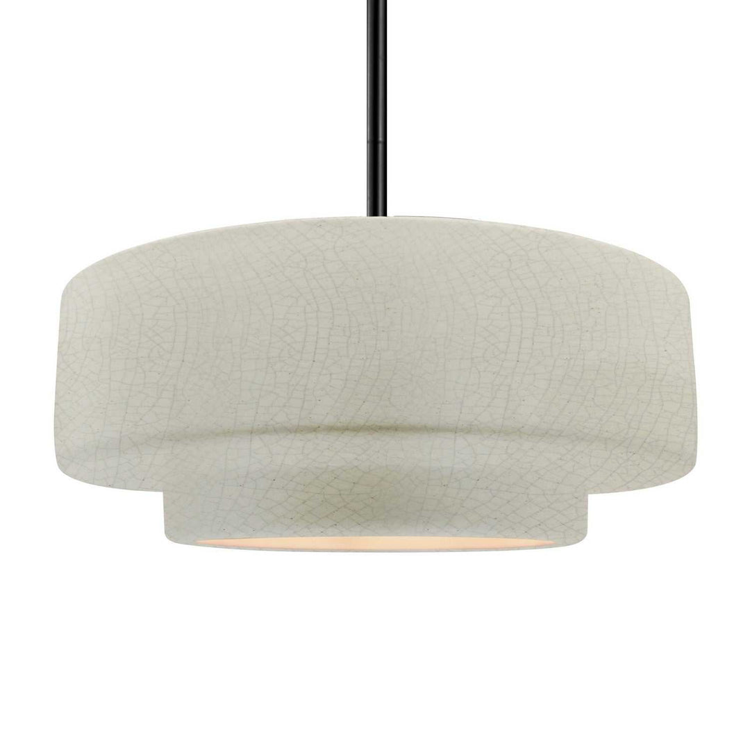 Radiance One Light Pendant in White Crackle Justice Designs