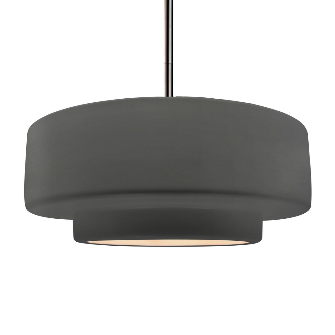 Justice Designs - CER-6545-GRY-NCKL-RIGID - One Light Pendant - Radiance - Gloss Grey