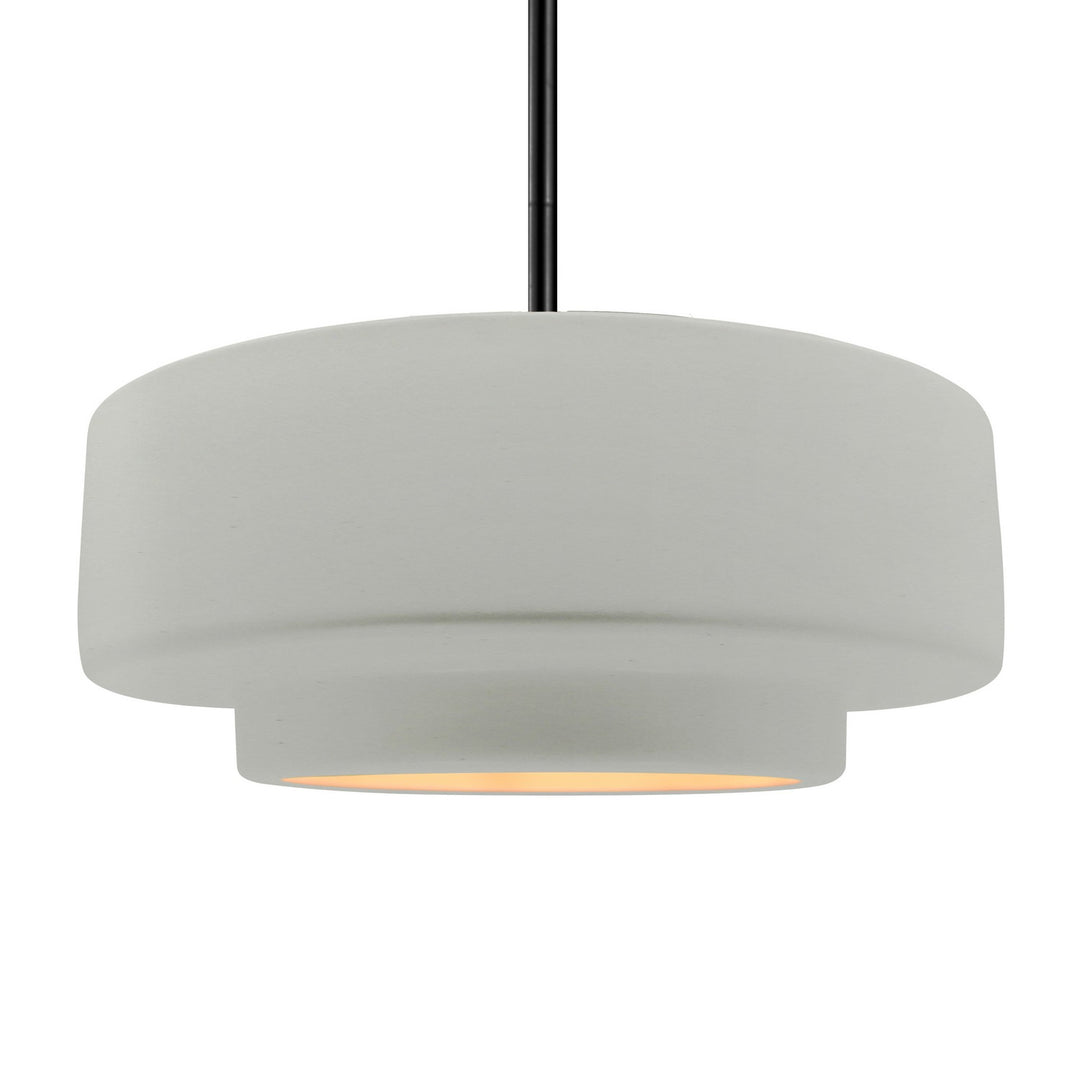 Justice Designs - CER-6545-MTGD-MBLK-RIGID - One Light Pendant - Radiance - Matte White w/ Champagne Gold