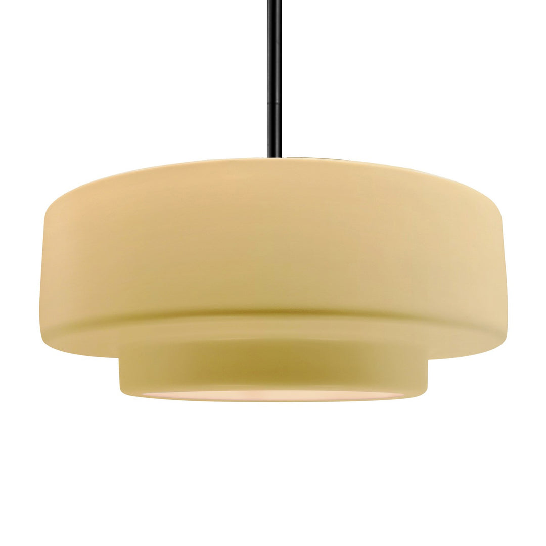 Justice Designs - CER-6545-MYLW-MBLK-RIGID - One Light Pendant - Radiance - Muted Yellow