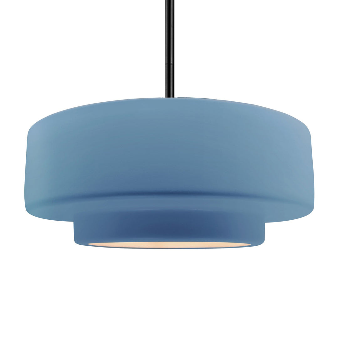 Justice Designs - CER-6545-SKBL-MBLK-RIGID - One Light Pendant - Radiance - Sky Blue