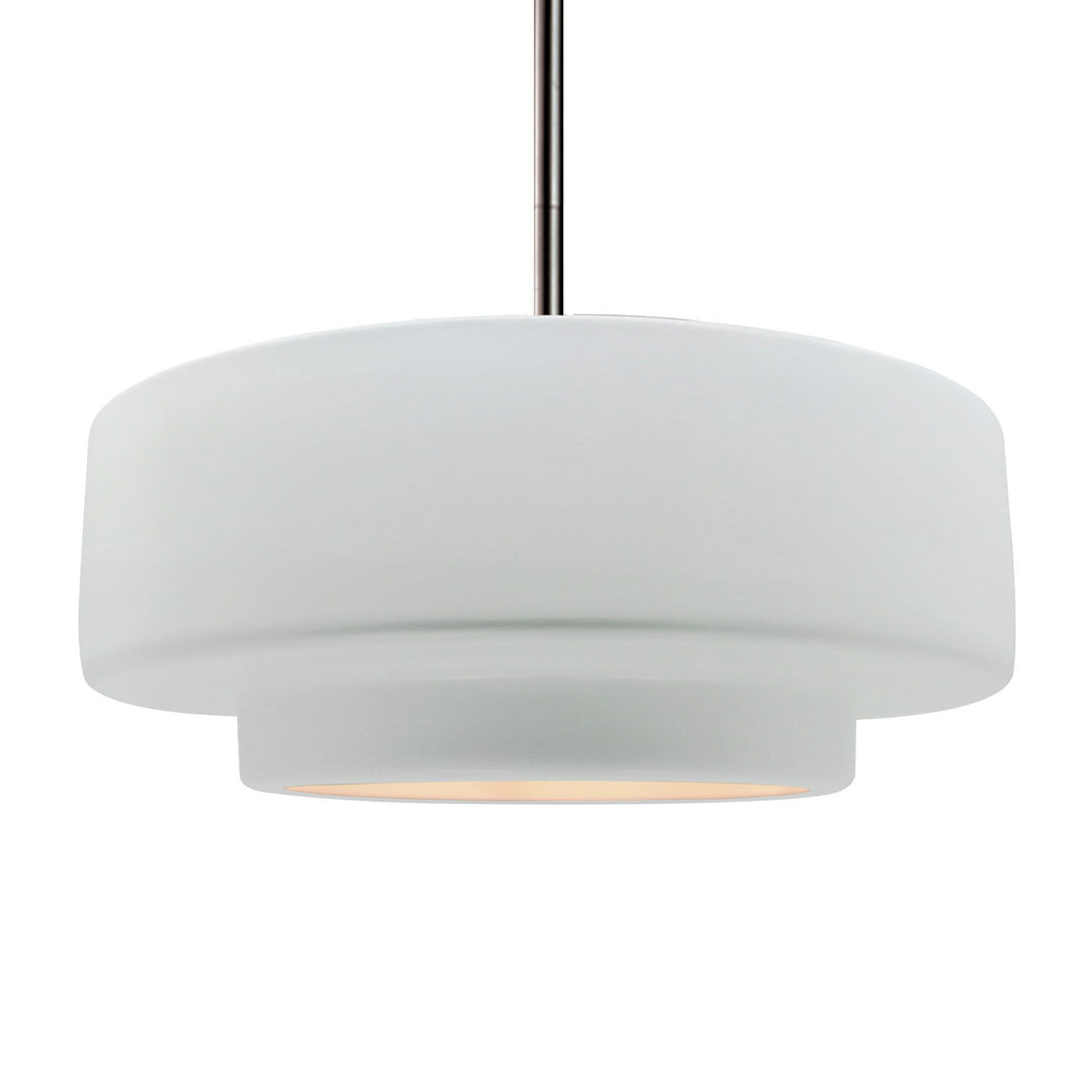 Justice Designs - CER-6545-WHT-NCKL-RIGID - One Light Pendant - Radiance - Gloss White