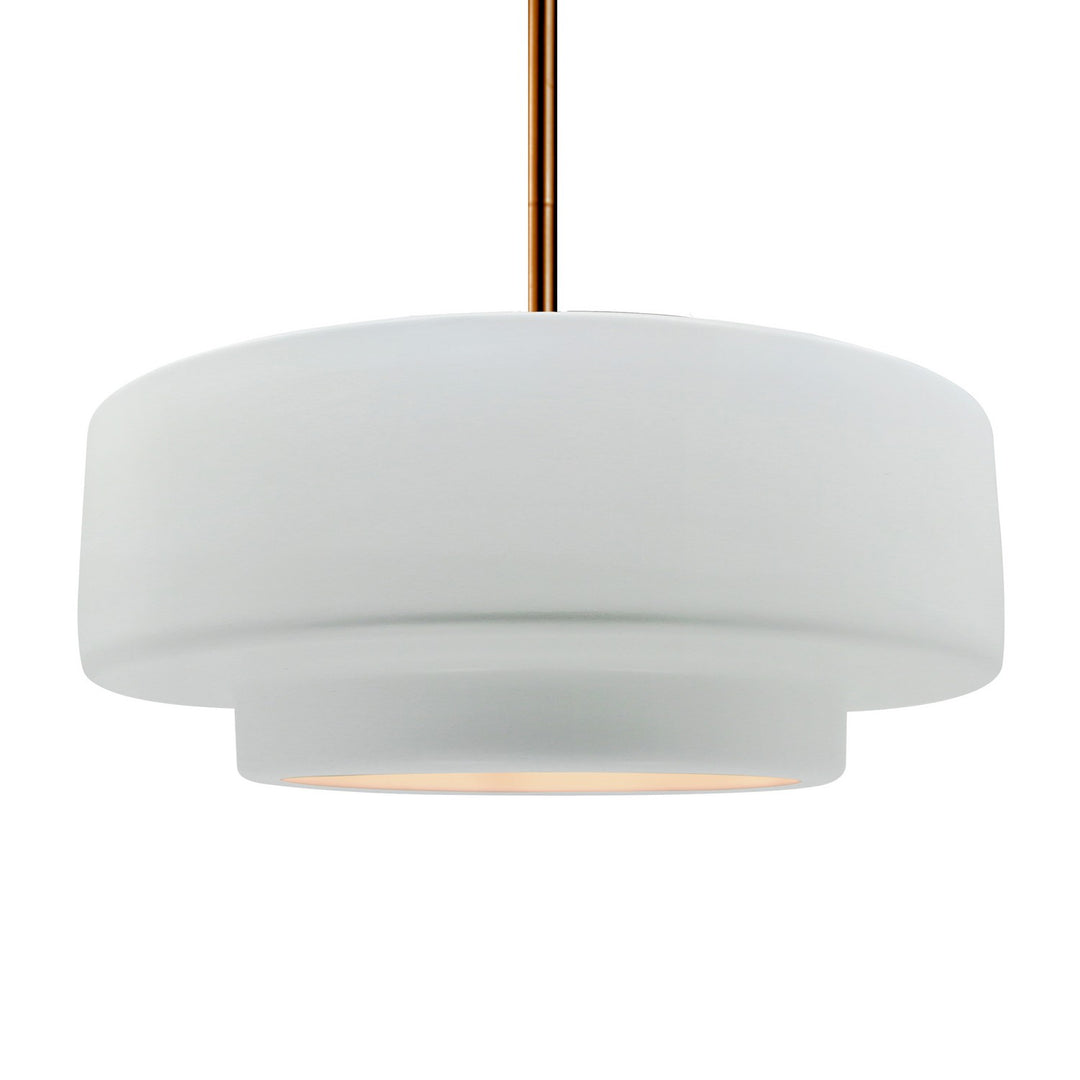 Justice Designs - CER-6545-WTWT-BRSS-RIGID - One Light Pendant - Radiance - Gloss White (outside and inside of fixture)