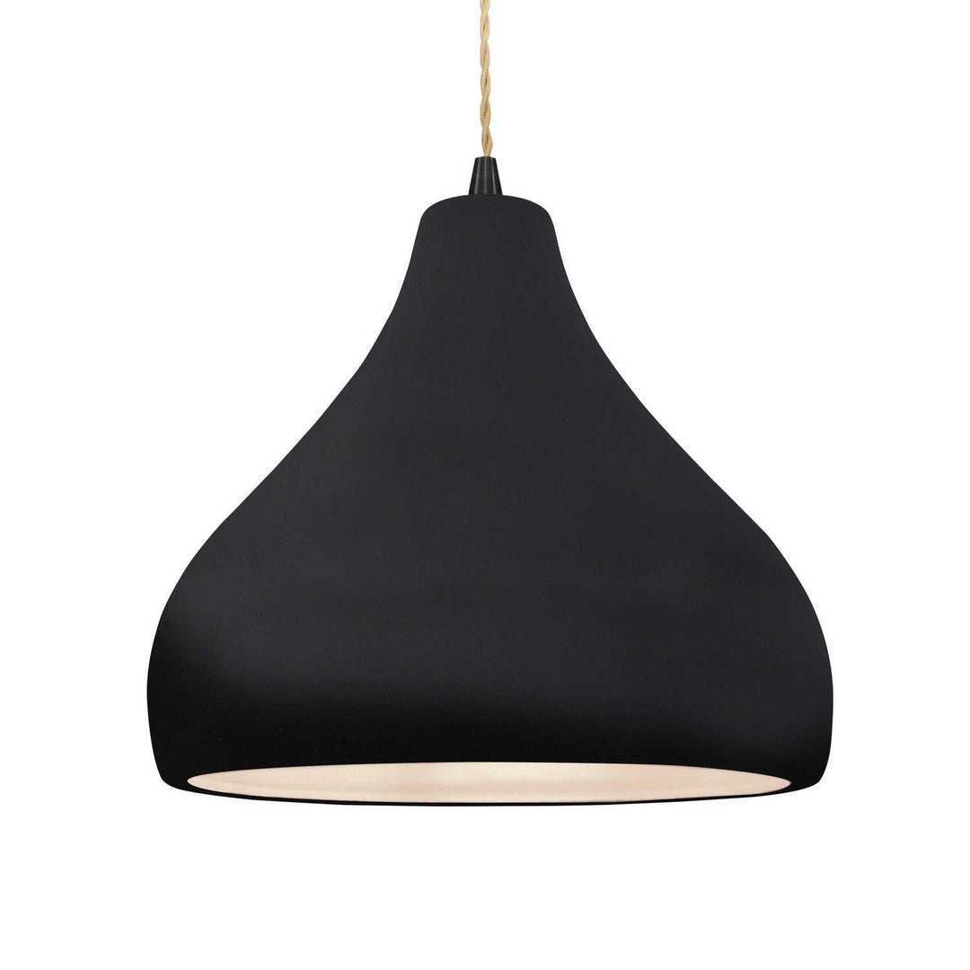 Radiance One Light Pendant in Gloss Black w/ Matte White Justice Designs