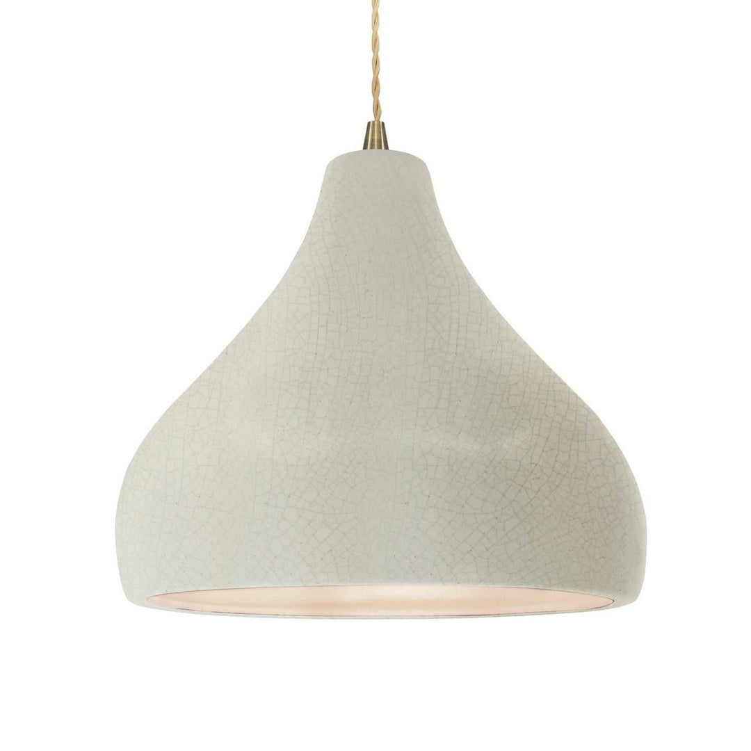Radiance One Light Pendant in White Crackle Justice Designs
