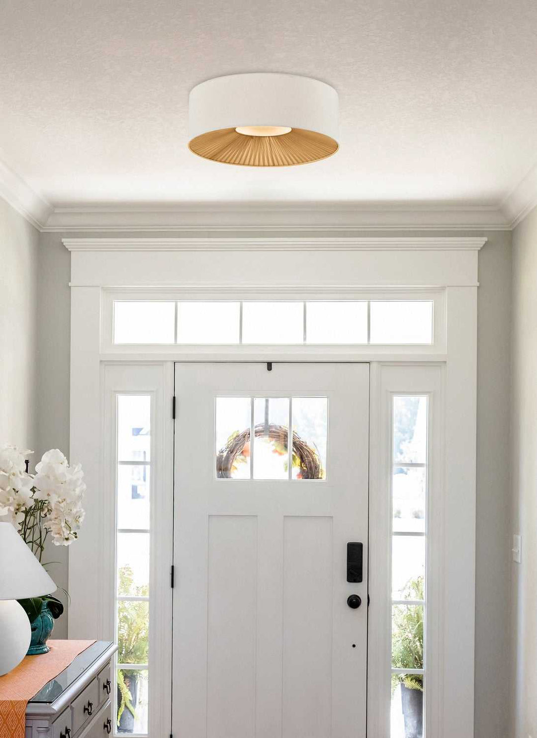 Textile Four Light Flush-Mount in Matte Black Justice Designs