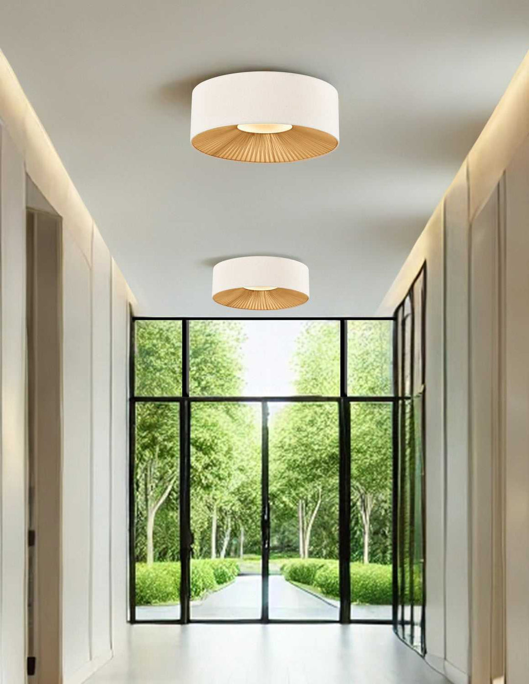 Textile Six Light Flush-Mount in Matte Black Justice Designs
