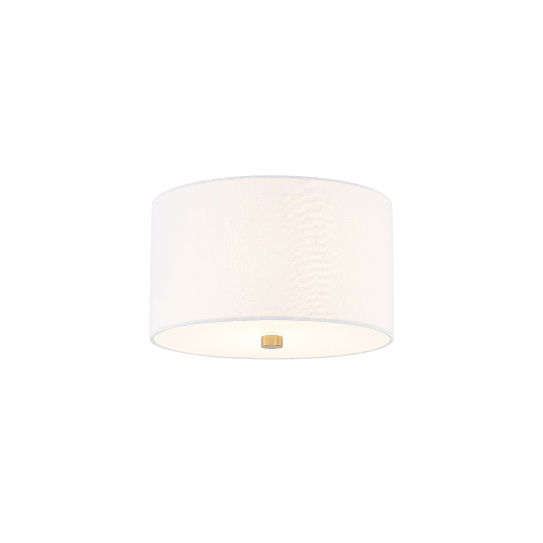 Justice Designs - FAB-9730-WHTE-BRSS - Two Light Flush-Mount - Textile - Brushed Brass