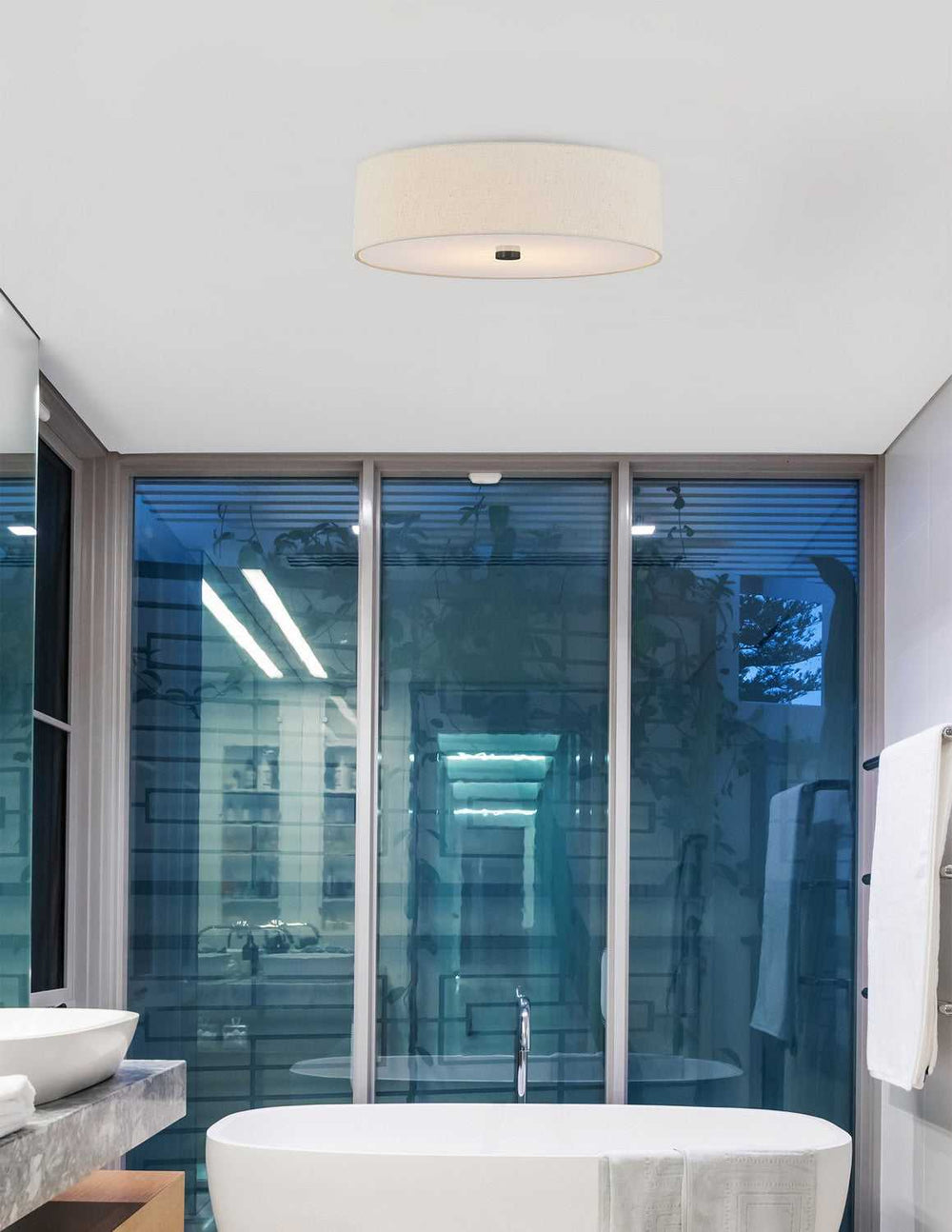 Textile Six Light Flush-Mount in Matte Black Justice Designs