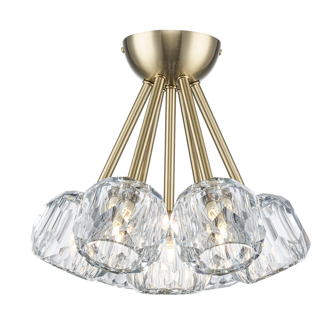 Crystal Court Seven Light Semi Flush Mount in Antique Gold - available from The Lighting Shoppe, trusted by Canadian homeowners
