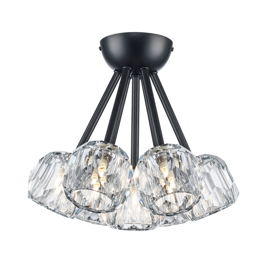 Crystal Court Seven Light Semi Flush Mount in Black - available from The Lighting Shoppe, trusted by Canadian homeowners