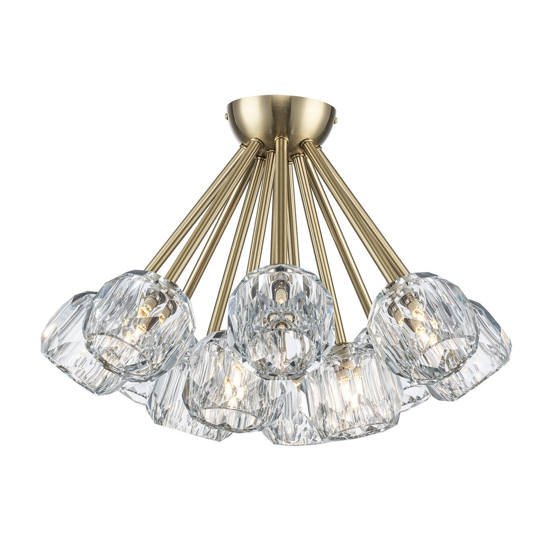Crystal Court 12 Light Semi Flush Mount in Antique Gold - available from The Lighting Shoppe, trusted by Canadian homeowners