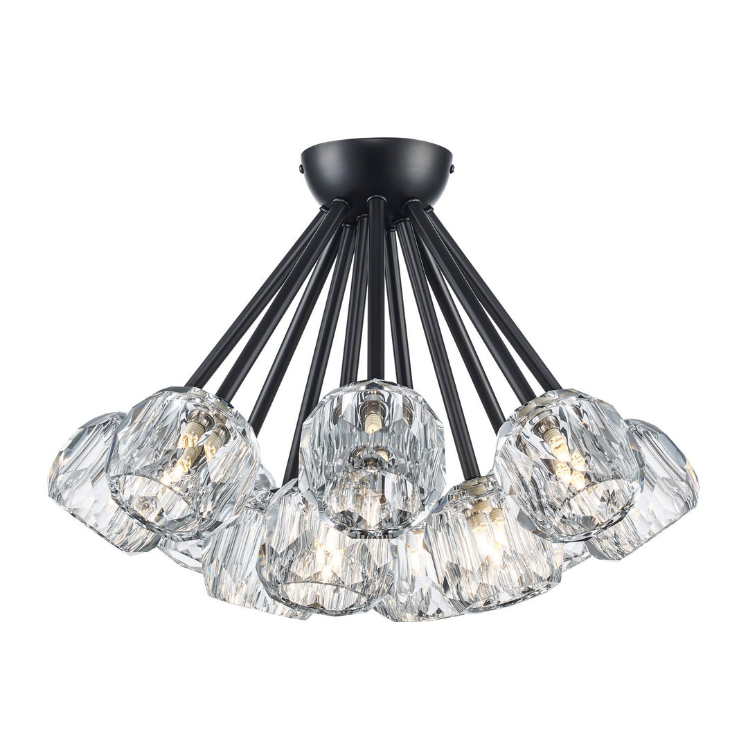 Crystal Court 12 Light Semi Flush Mount in Black - available from The Lighting Shoppe, trusted by Canadian homeowners