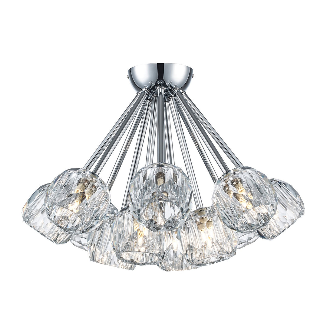 Crystal Court 12 Light Semi Flush Mount in Polished Chrome - available from The Lighting Shoppe, trusted by Canadian homeowners