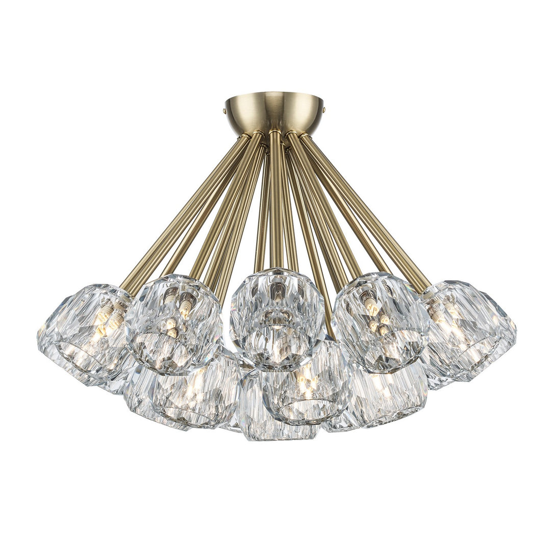 Crystal Court 19 Light Semi Flush Mount in Antique Gold - available from The Lighting Shoppe, trusted by Canadian homeowners