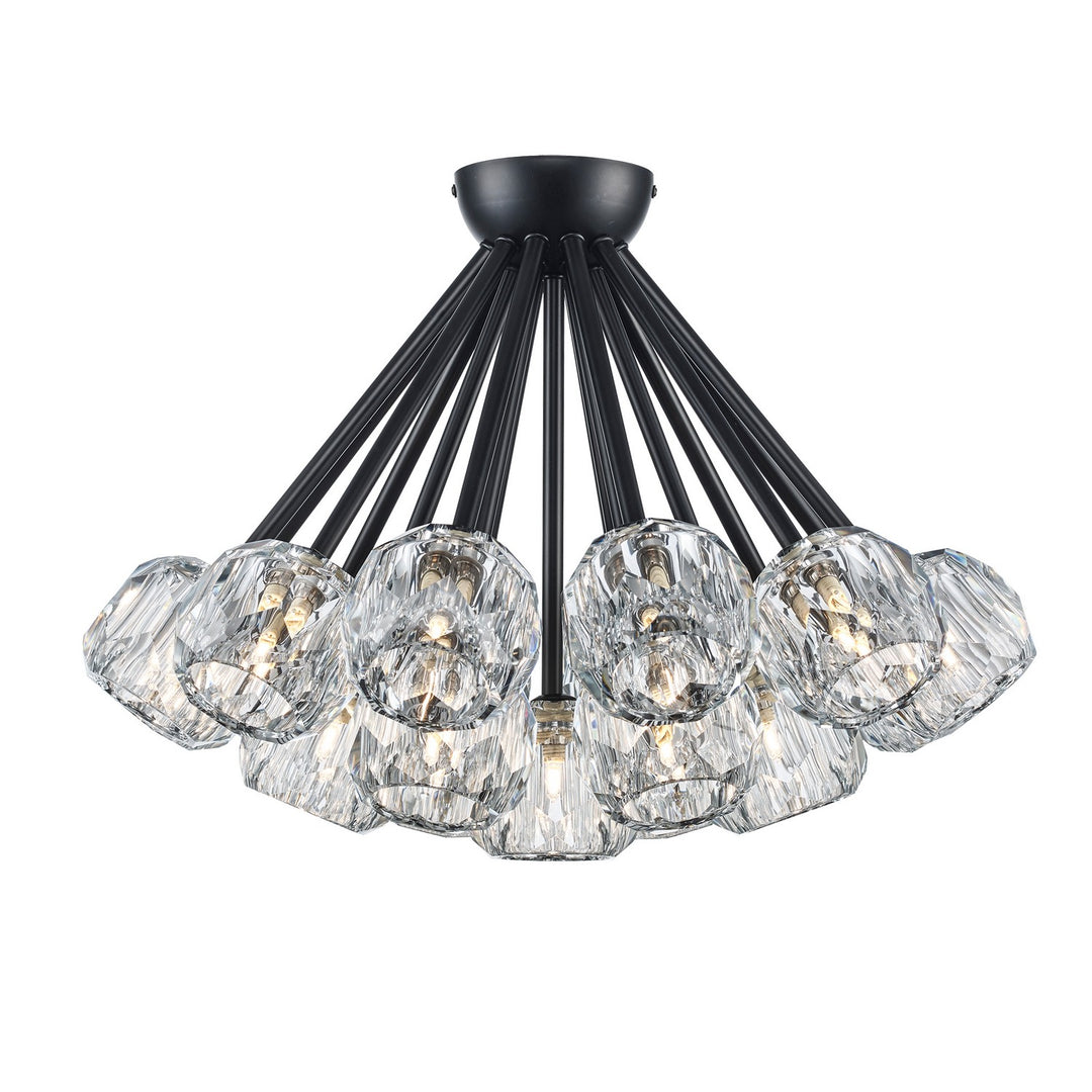 Crystal Court 19 Light Semi Flush Mount in Black - available from The Lighting Shoppe, trusted by Canadian homeowners