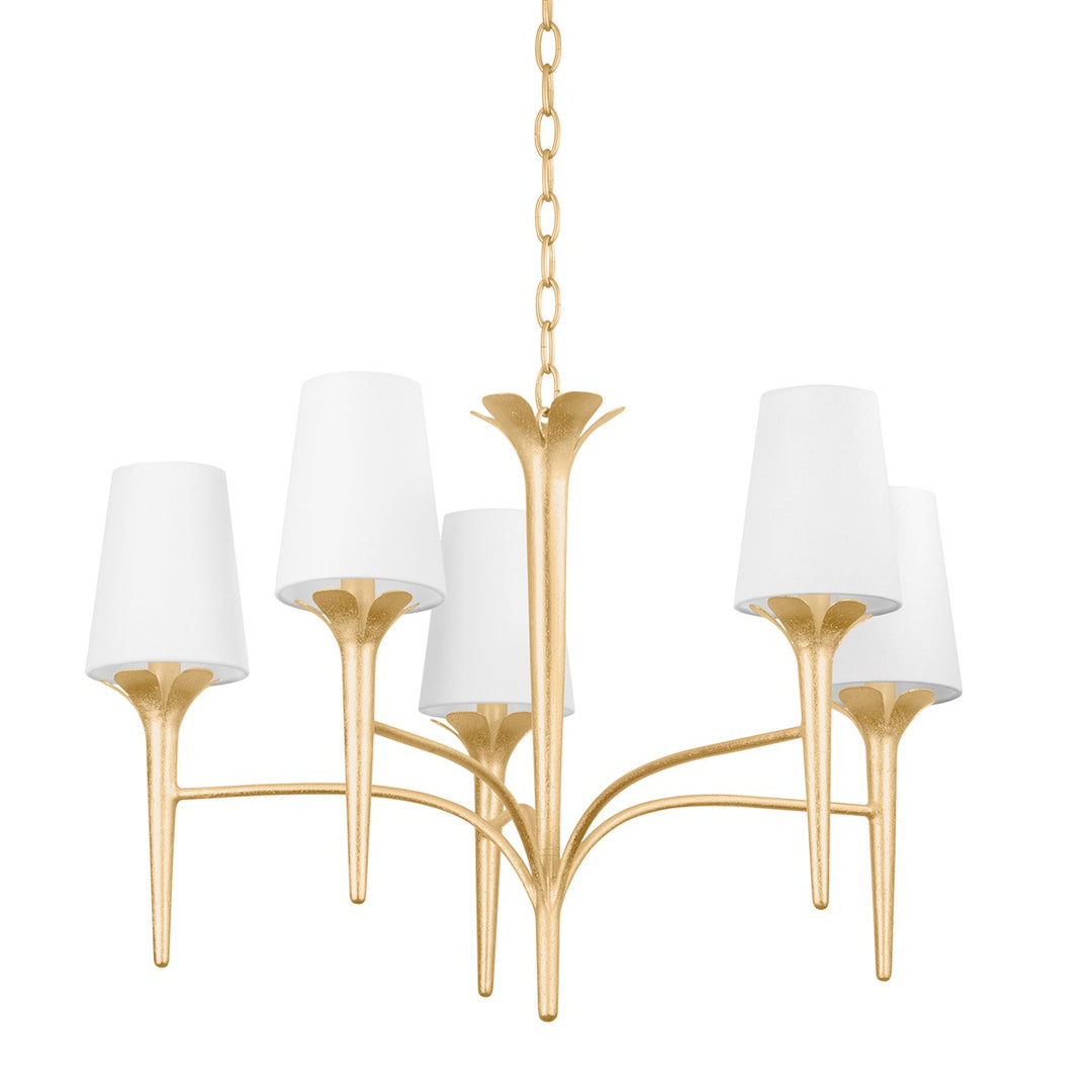 Emily Five Light Chandelier in Gold Leaf - available from The Lighting Shoppe, trusted by Canadian homeowners