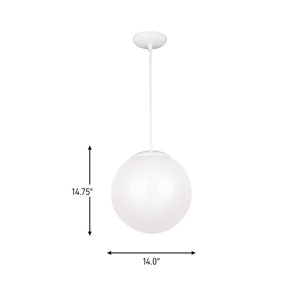 Visual Comfort Studio Canada - 6024-15 - One Light Pendant - Leo - Hanging Globe - White