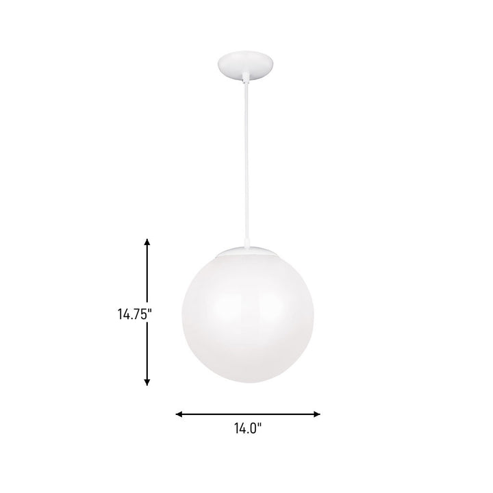 Visual Comfort Studio Canada - 6024-15 - One Light Pendant - Leo - Hanging Globe - White