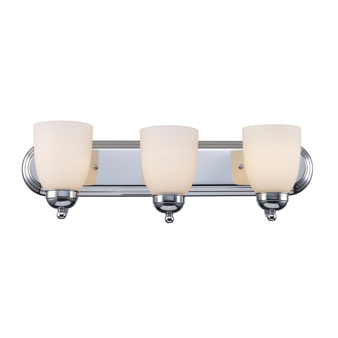 Clayton Three Light Vanity Bar in Polished Chrome - available from The Lighting Shoppe, trusted by Canadian homeowners