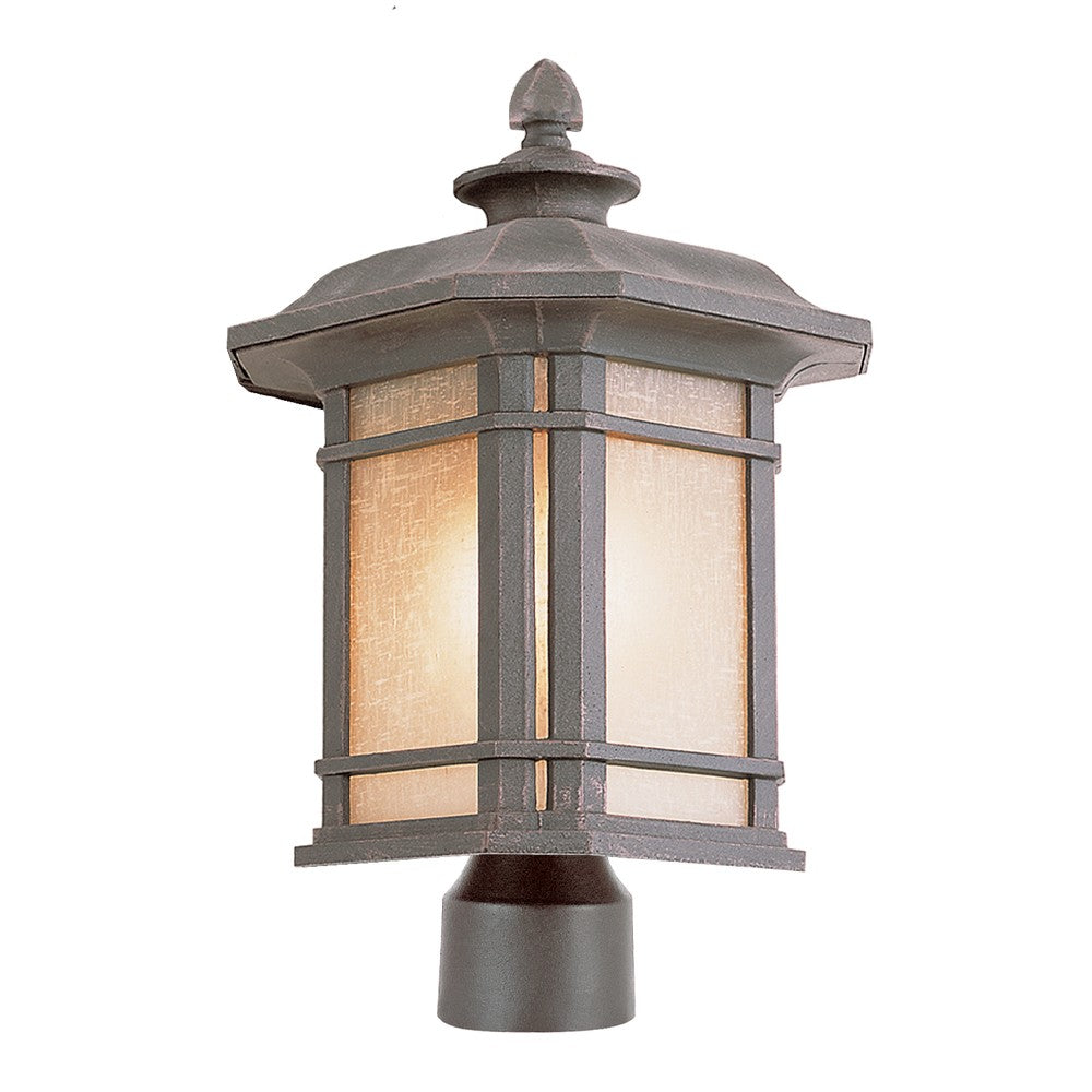 San Miguel One Light Postmount Lantern in Rust - available from The Lighting Shoppe, trusted by Canadian homeowners
