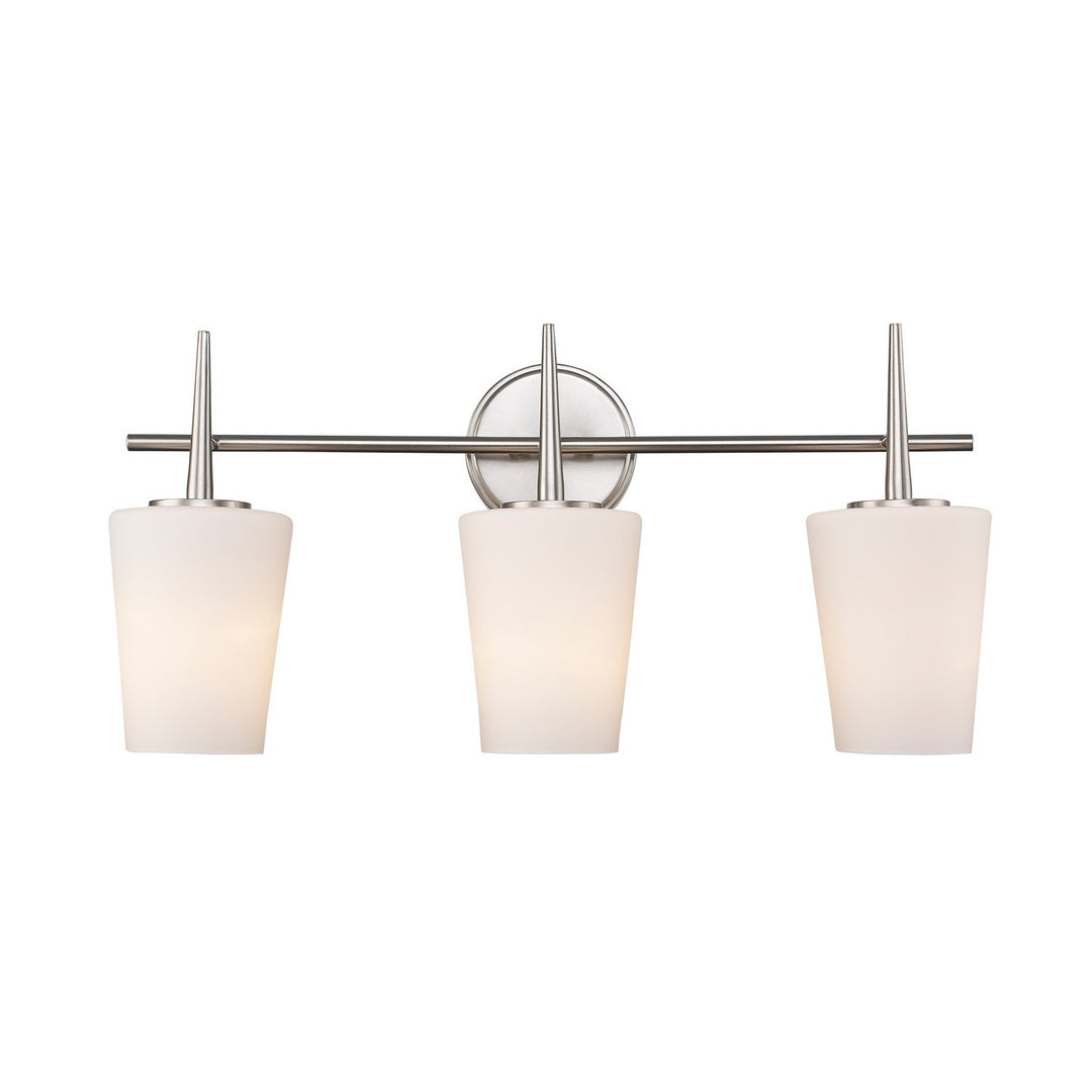 Three Light Vanity in Brushed Nickel - available from The Lighting Shoppe, trusted by Canadian homeowners