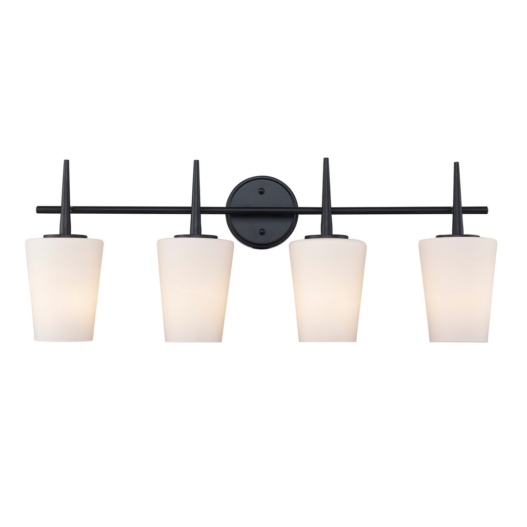 Four Light Vanity in Black - available from The Lighting Shoppe, trusted by Canadian homeowners